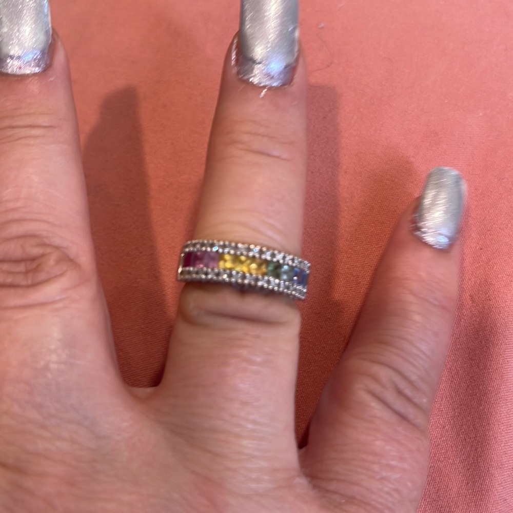 18 k gold ,‎ diamonds and sapphire  effy ring